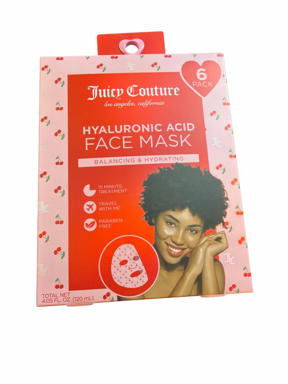 NWT Juicy Couture 6-Pack Hyaluronic Acid Face Masks - Balancing & Hydrating